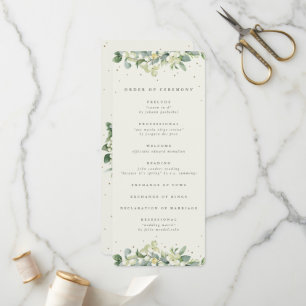 Elegant Cream Snowberry+Eucalyptus Winter Wedding Programme