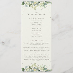 Elegant Cream Snowberry+Eucalyptus Winter Wedding Programme