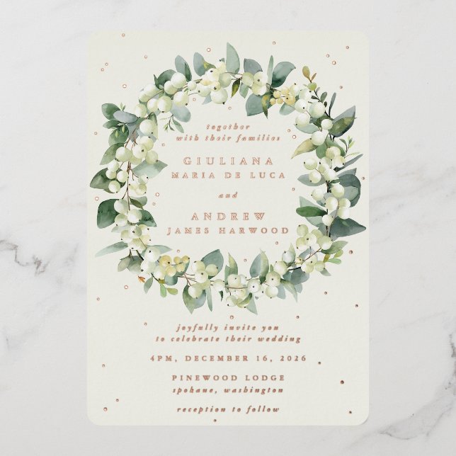 Elegant Cream Snowberry+Eucalyptus Wreath Wedding (Front)