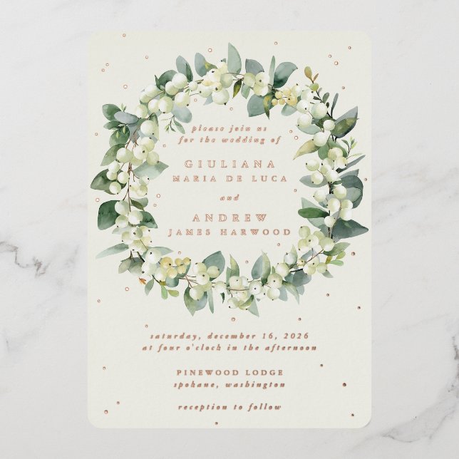 Elegant Cream Snowberry+Eucalyptus Wreath Wedding (Front)