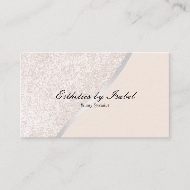 Elegant Cream Sparkle Aesthetician Business Card (Front)
