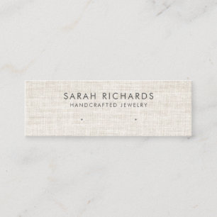 Elegant Cream Tan Linen Look Earring Display Mini Business Card