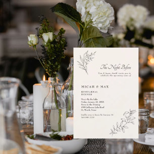 Elegant Cream The Night Before Wedding Rehearsal  Invitation