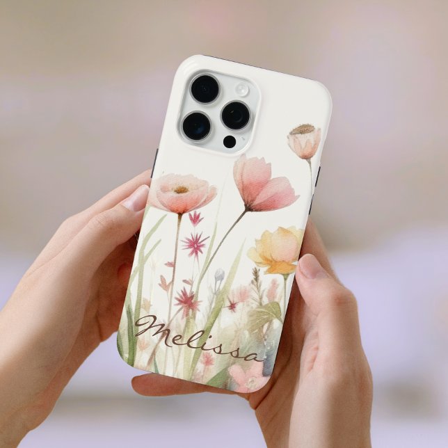 Elegant Cream Watercolor Spring Wildflowers Case-Mate iPhone Case (Creator Uploaded)