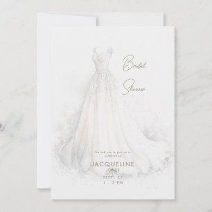 Elegant Cream Wedding Dress Bridal Shower Invitation