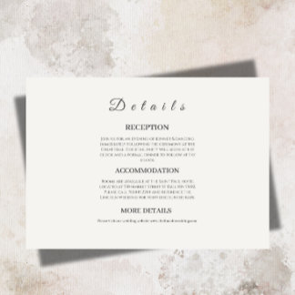 Elegant Cream Wedding Enclosure Card
