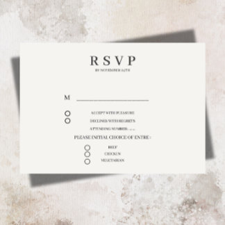 Elegant Cream Wedding RSVP Card