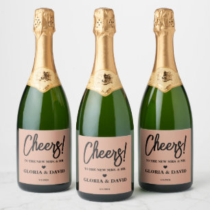 Elegant Cream Wedding Sparkling Wine Label
