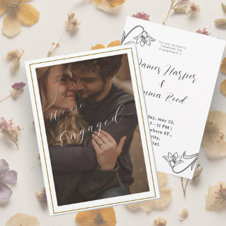 elegant creamy modern photo floral  invitation