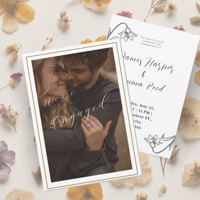 elegant creamy modern photo floral  invitation (elegant creamy modern photo floral invitation)