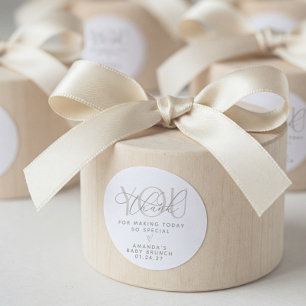 Elegant Creamy Neutral Thank You Classic Round Sticker