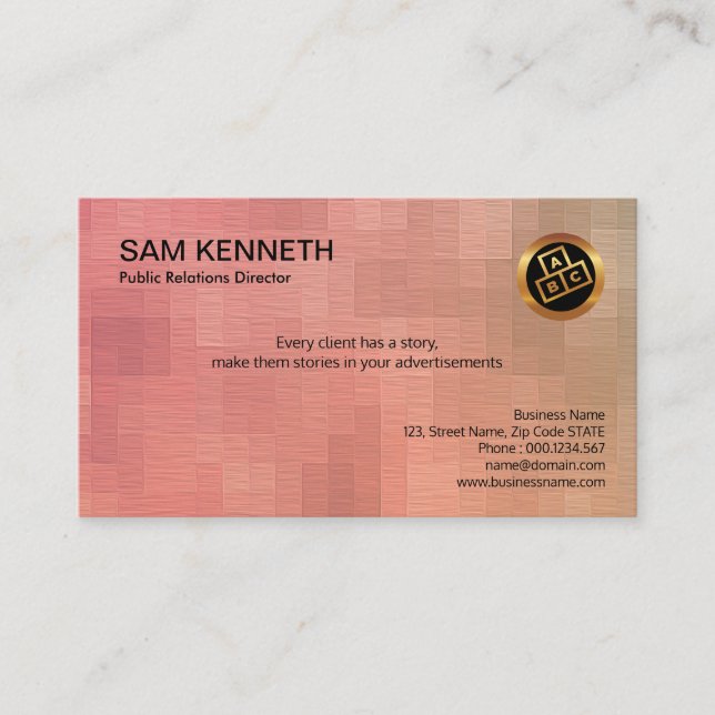 Elegant Creamy Pastel Shades Public Relations Business Card (Front)