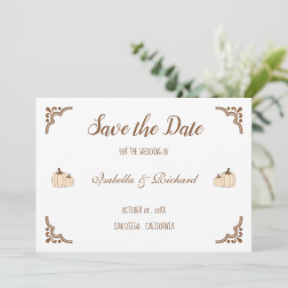 Elegant Creamy Pumpkins Flat Save The Date Card
