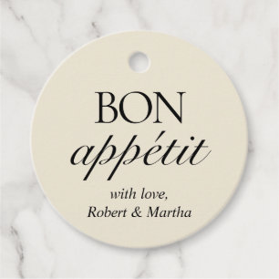 Elegant Creamy White Bon Appetit Personalised Favour Tags