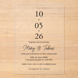 Elegant Creamy White Minimalist Wedding Acrylic Invitations