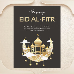 Elegant Crescent and Mosque Eid al-Fitr Postcard