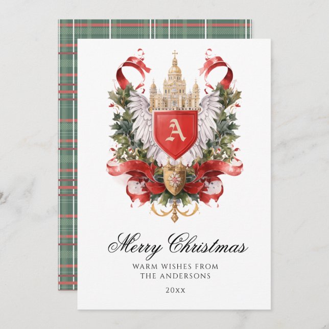 Elegant Crest Christmas Card (Front/Back)