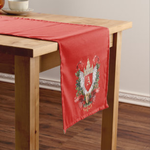Elegant Crest Christmas Card Medium Table Runner