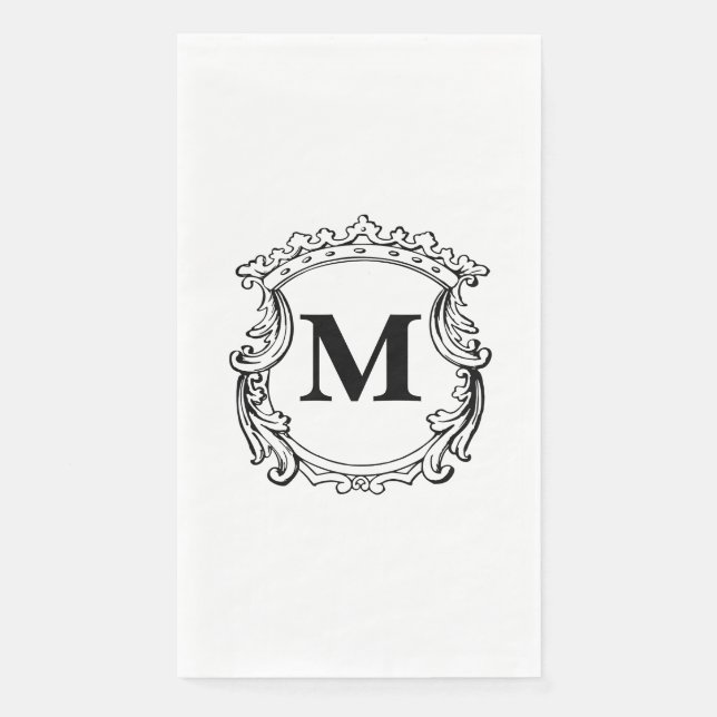 Elegant Crest Custom Monogram  Napkin (Front)