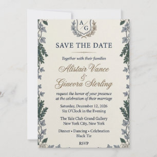 Elegant Crest & Ivy Wedding Invitation