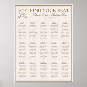 Elegant Crest Monogram Golf Wedding Seating Charts