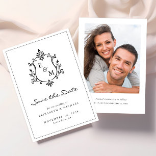 Elegant Crest Monogram Photo Wedding Save The Date
