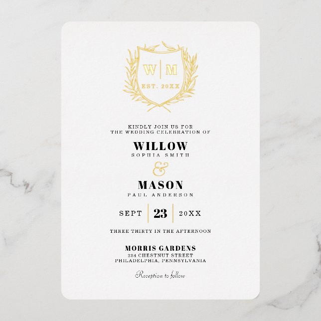 Elegant Crest Monogram Wedding (Front)
