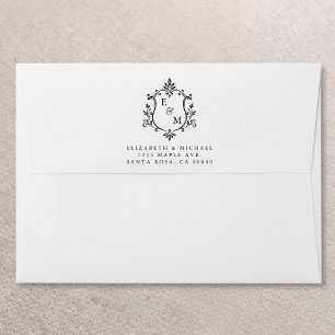 Elegant Crest Monogram Wedding Envelope