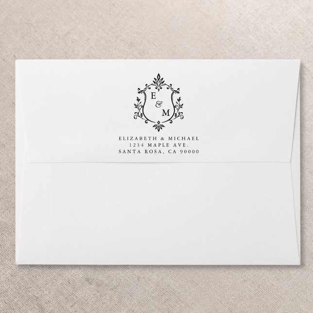 Elegant Crest Monogram Wedding Envelope (Creator Uploaded)