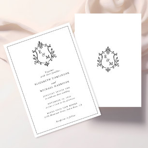 Elegant Crest Monogram Wedding Invitation