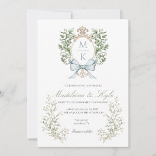 Elegant Crest Monogram Wedding Invitation