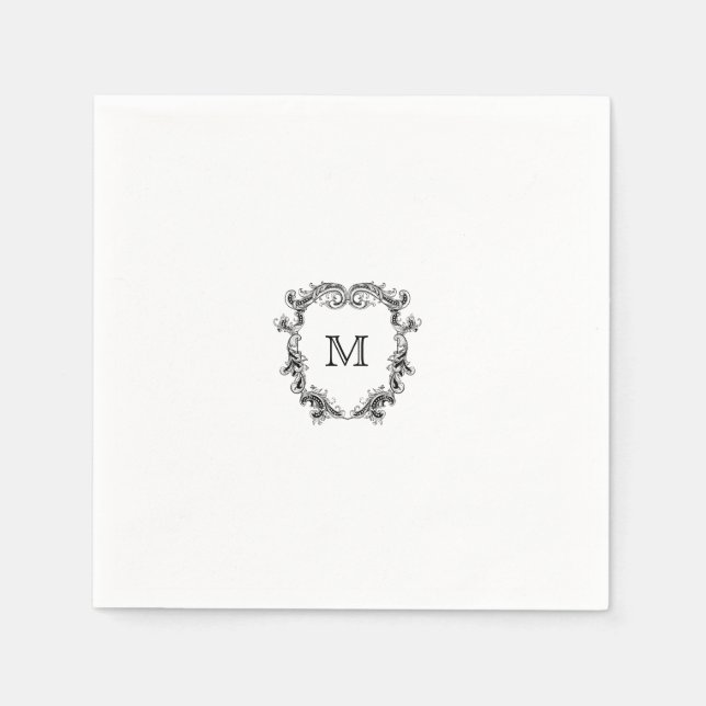 Elegant Crest Monogram Wedding Napkin (Front)