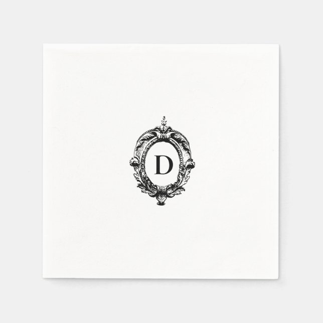 Elegant Crest Monogram Wedding Napkin (Front)