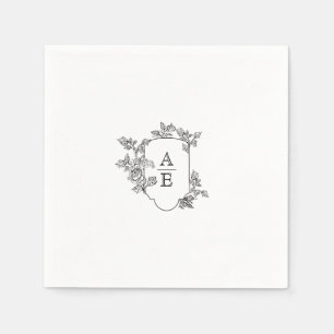Elegant Crest Monogram Wedding Napkin