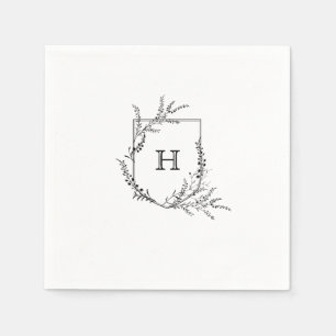 Elegant Crest Monogram Wedding Napkin