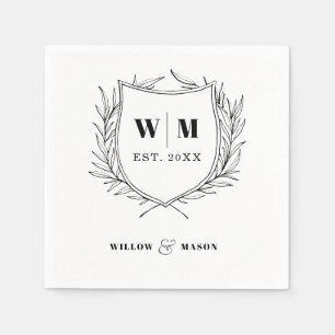 Elegant Crest Monogram Wedding Napkin