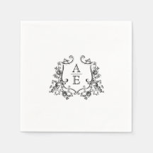 Elegant Crest Monogram Wedding Napkin