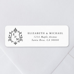 Elegant Crest Monogram Wedding Return Address