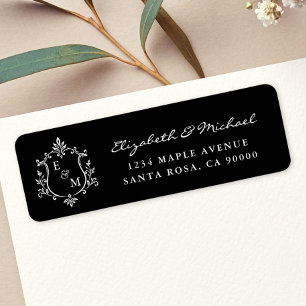 Elegant Crest Monogram Wedding Return Address