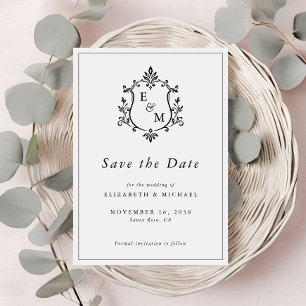 Elegant Crest Monogram Wedding Save The Date
