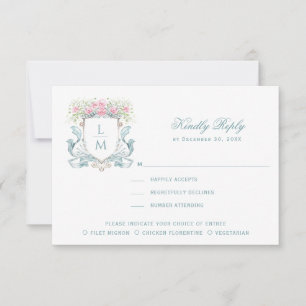 Elegant Crest with Roses RSVP Response Card