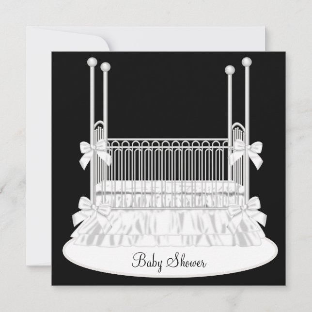 Elegant Crib Black White Baby Shower Invitation (Front)