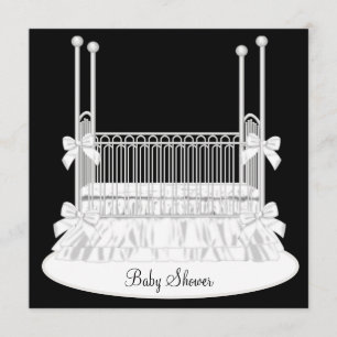 Elegant Crib Black White Baby Shower Invitation