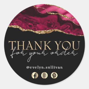 Elegant crimson agate thank you sticker