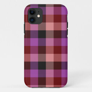 Elegant crimson and plum plaid seamless pattern iPhone 11 case