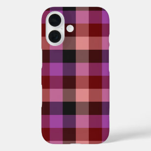 Elegant crimson and plum plaid seamless pattern iPhone 16 case