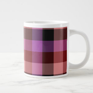 Elegant crimson and plum plaid seamless pattern large coffee mug