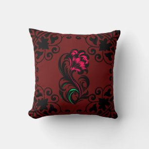 Elegant Crimson Paisley Custom Soft Cushion