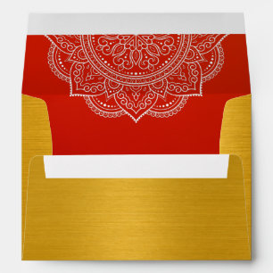 Elegant Crimson Paisley Indian Wedding Invitation Envelope