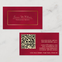 Elegant Crimson Red & Gold Professional QR Code